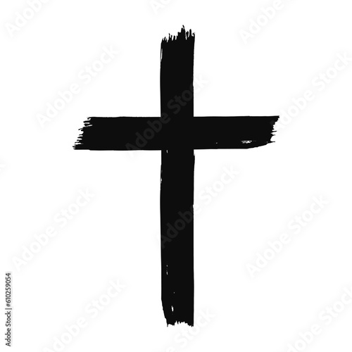 Vector illustration of grungy christian cross symbol isolated on white background