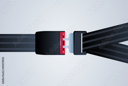 Safety belt and fasten your seat belt journey safety first concept flat vector illustration.
