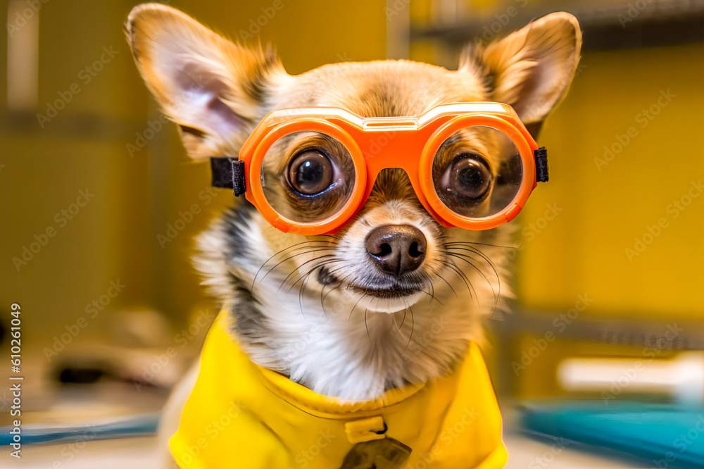 Hund mit Brille. Generiert mit KI