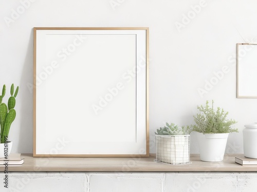 Frame mockup in living room design. Generative AI. © Happy Hues