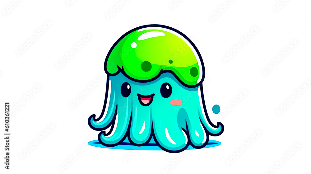 Colorful logo jellyfish design illustration, generative AI. Colorful logo jellyfish design illustration, generative AI.