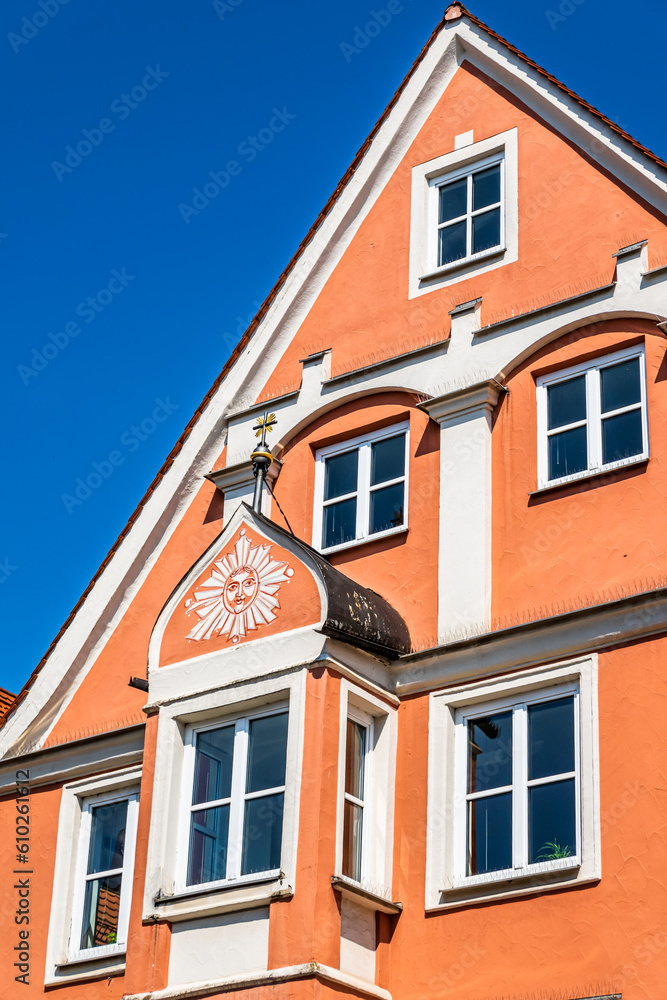 historic buildings at the old town of Mindelheim - Germany