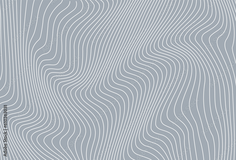 Abstract background with wavy lines. Gray and white vector pattern.