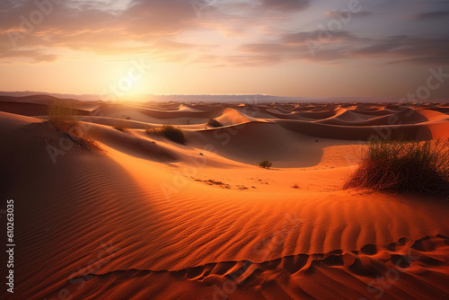 Sunset over the desert.Generative Ai