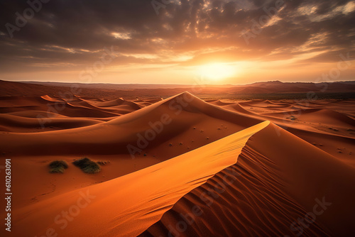 Sunset over the desert.Generative Ai