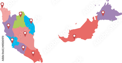 state pet of Malaysia maps in blue color vector