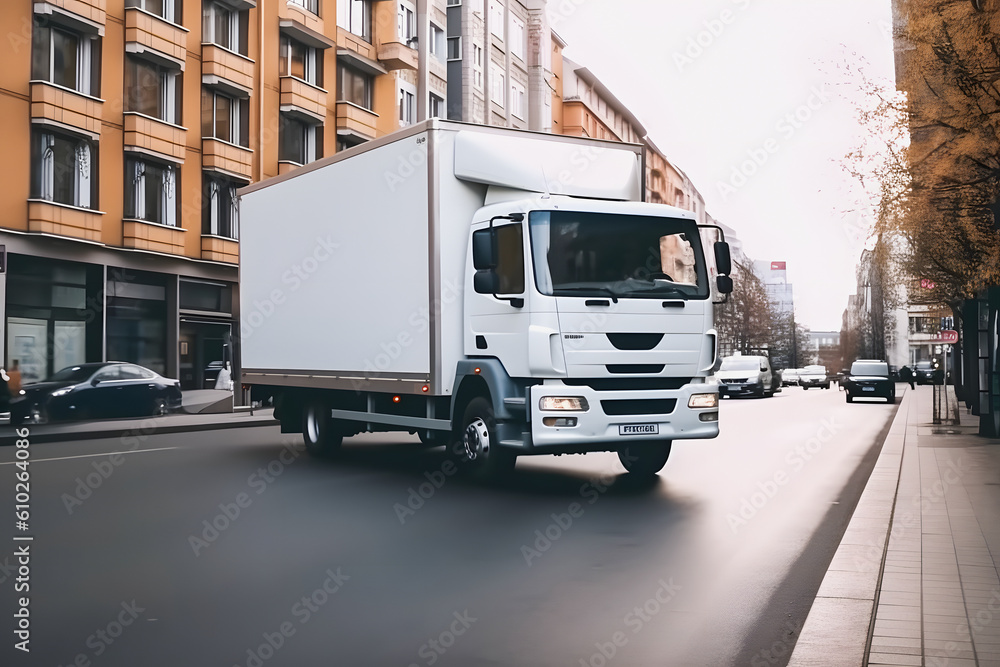 Dynamic Transportation Photography: Motion Blur of a Big White Truck on the Street Dynamic Transportation Photography: Motion Blur of a Big White Truck on the Street