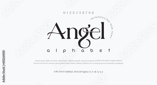 Elegant wedding alphabet letters font and number. Typography Luxury classic lettering serif fonts decorative vintage retro concept. vector illustration