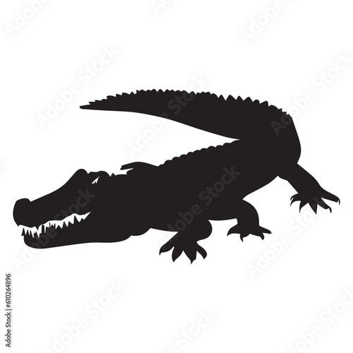 Crocodile Vector Silhouette Illustration  Crocodile Animal Vector