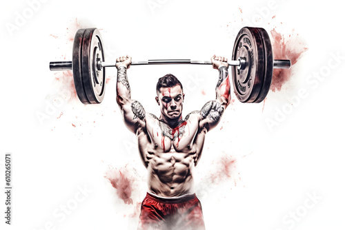 The strong man lifted the barbell. Generated AI