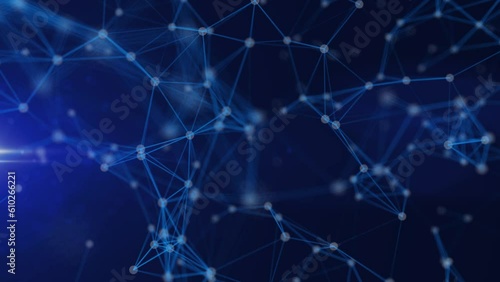 Abstract blue line plexus technology background. Seamless loop 