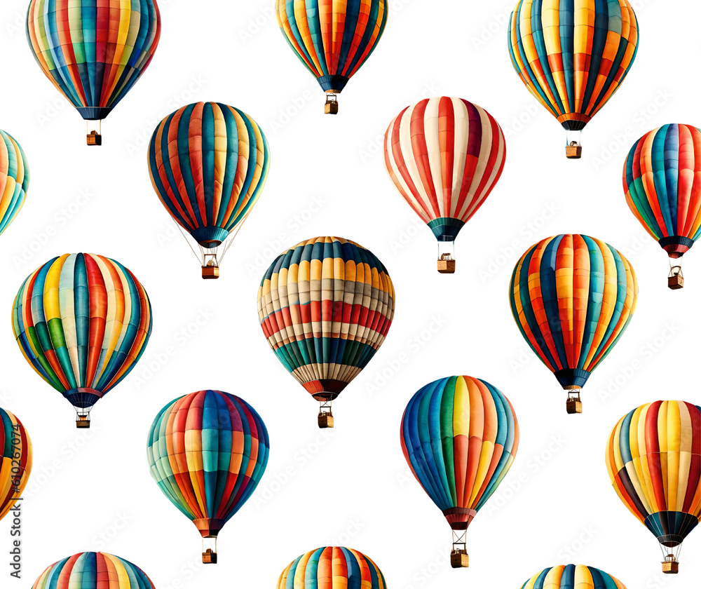 Seamless pattern with air balloons. Generative Ai
