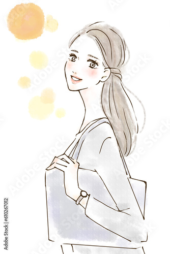 Obraz na płótnie 笑顔で通勤する女性のイラスト ビジネス w salonie