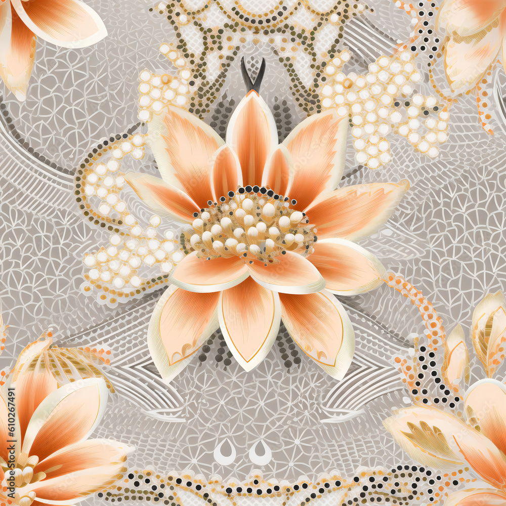 Floral and lace seamless pattern