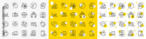 Outline Graph, Squad and Read instruction line icons pack for web with Seo phone, Photo camera, Report document line icon. Employees teamwork, Engineering, Report pictogram icon. Vector