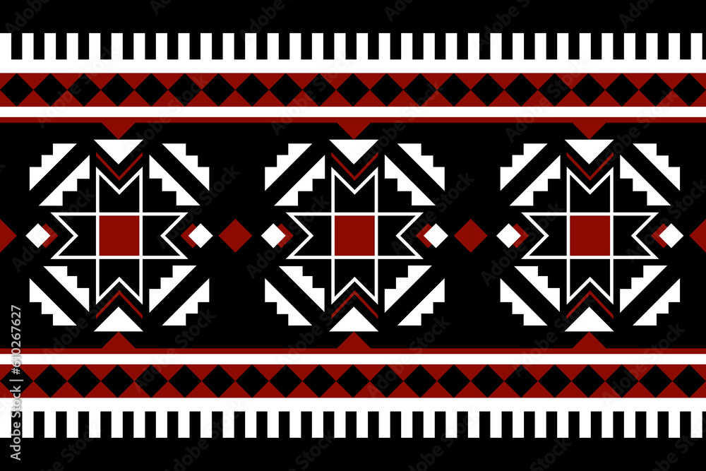 Slavic motif geometric ethnic seamless pattern. Native Russian, Polish, Hungarian, Serbian style. Design for clothing, carpet, fabric, wallpaper, home decor, textile, texture, throw pillows, wrapping. - obrazy, fototapety, plakaty 