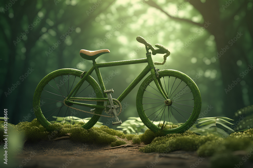 Green bike eco and environment concept. World bicycle day ai generated
