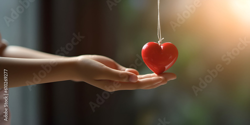Red Hearts: Symbolizing Love and Heart Health in the hand on the shinic background