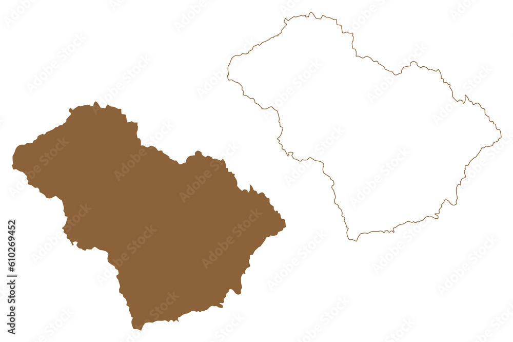 Murtal district (Republic of Austria or Österreich, Styria, Steiermark or Štajerska state) map vector illustration, scribble sketch Bezirk Murtal map