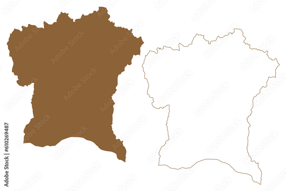 Sudoststeiermark district (Republic of Austria or Österreich, Styria, Steiermark or Štajerska state) map vector illustration, scribble sketch Bezirk Südoststeiermark map