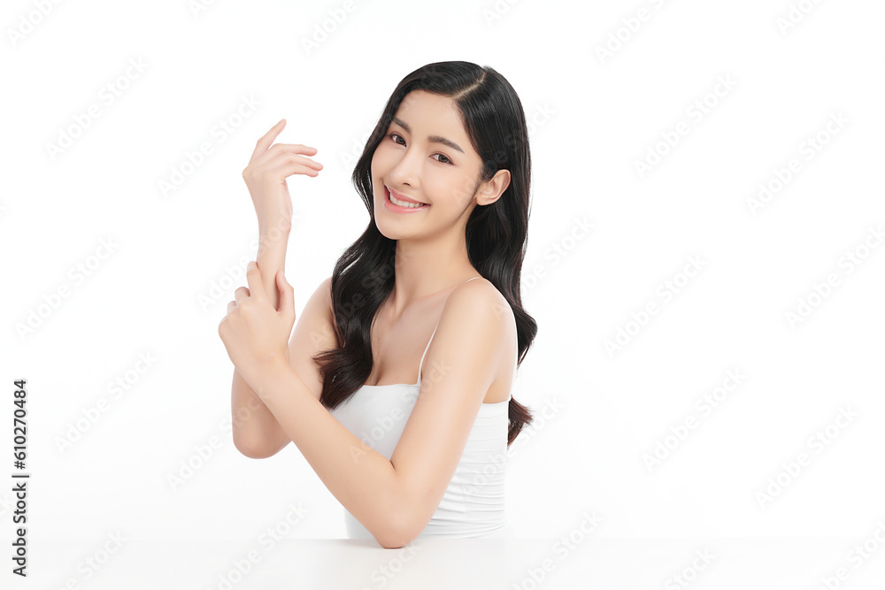 Beautiful young asian woman with clean fresh skin on white background, Face care, Facial treatment, Cosmetology, beauty and spa, Asian women portrait. Beautiful young asian woman with clean fresh skin on white background, Face care, Facial treatment, Cosmetology, beauty and spa, Asian women portrait.