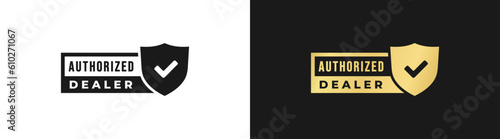 Authorized dealer label or Authorized dealer logo vector isolated flat style. Best Authorized dealer label for service design element. Authorized dealer logo vector for reliable service design.