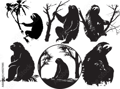silhuette sloth animal images