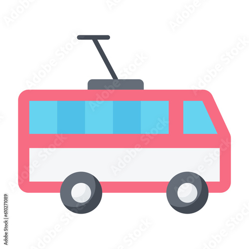 Electronic Bus Flat Icon