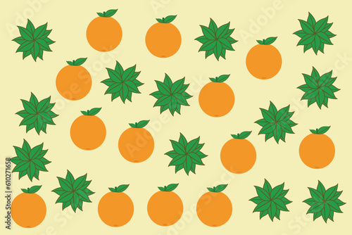 Oranges with leaf flower design.