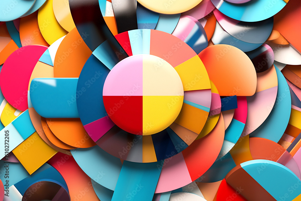 Obraz premium Abstract color pattern, modernist collage combining different visual elements. Generative Ai content