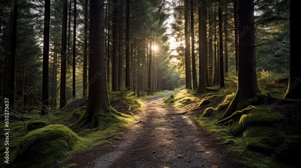 Obraz premium path in forest. nature background. generative ai