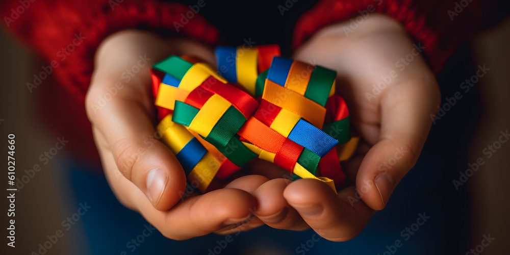 Colorful Ribbon Puzzle in Hand
