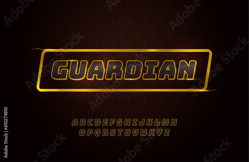 Vector of guardian space alphabet typography in gold effect - Vector