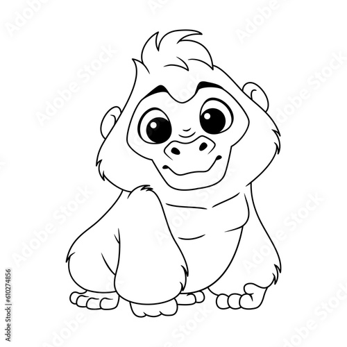 Cute gorilla coloring page cartoon vector illustration