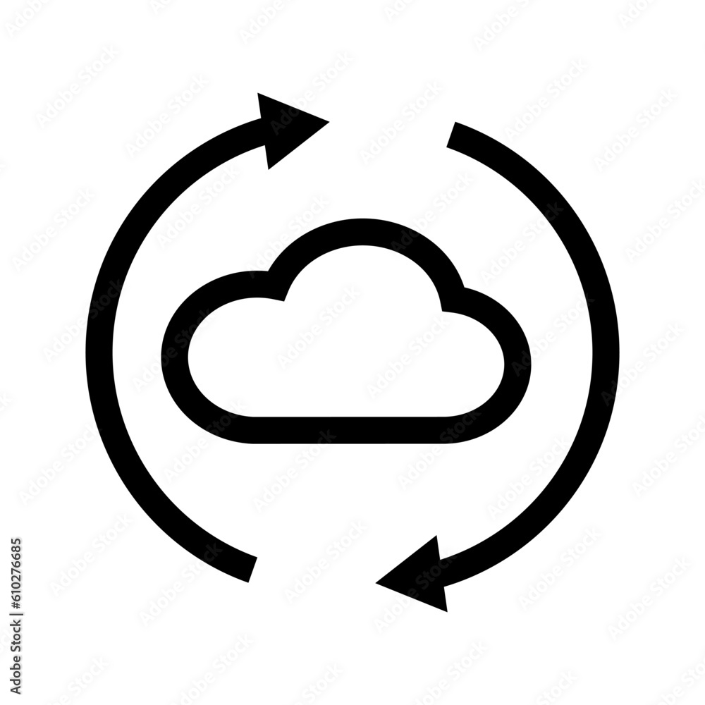 Simple cloud backup icon. Cloud storage synchronization. Vector. Simple cloud backup icon. Cloud storage synchronization. Vector.