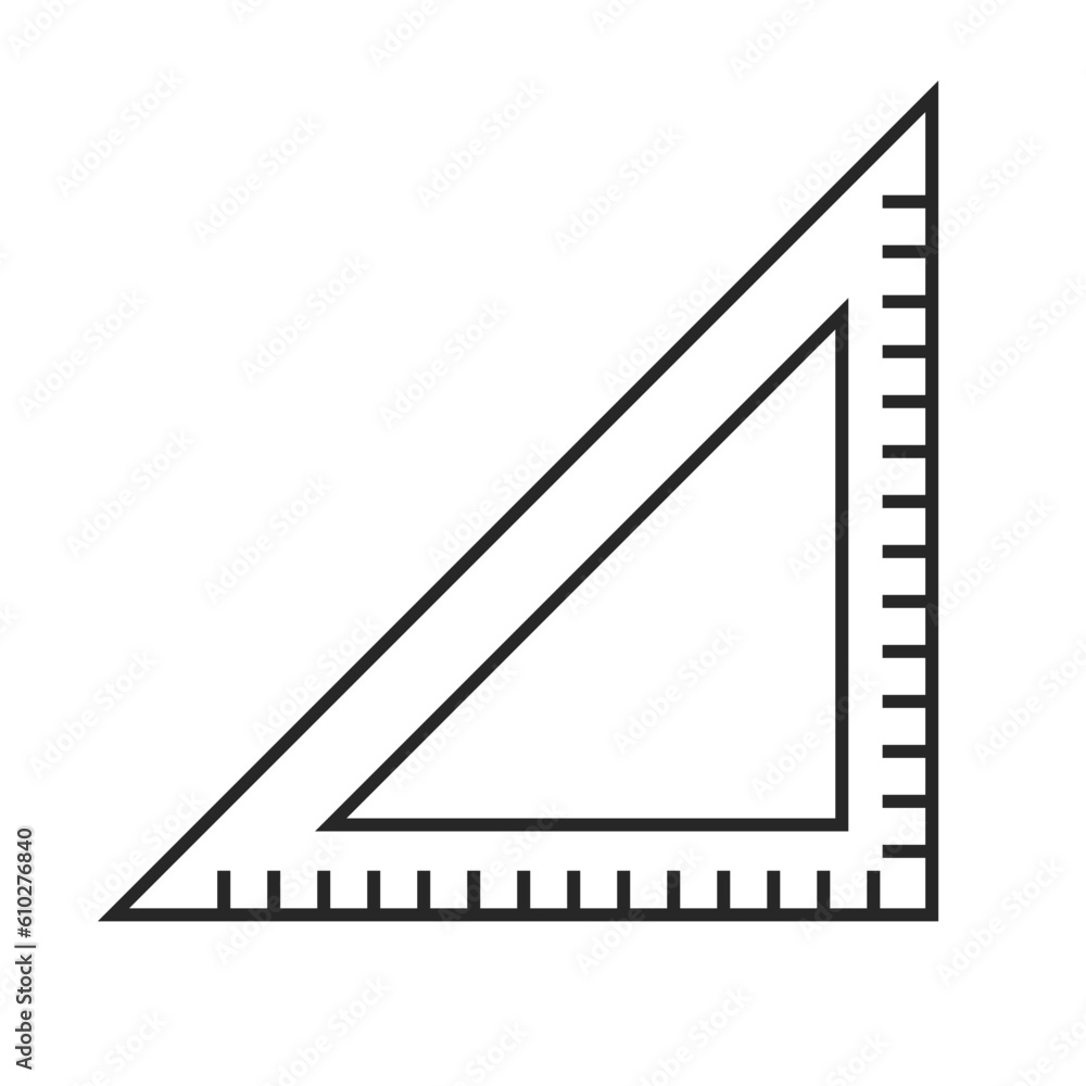 Triangular ruler icon. Set square icon. Vector.