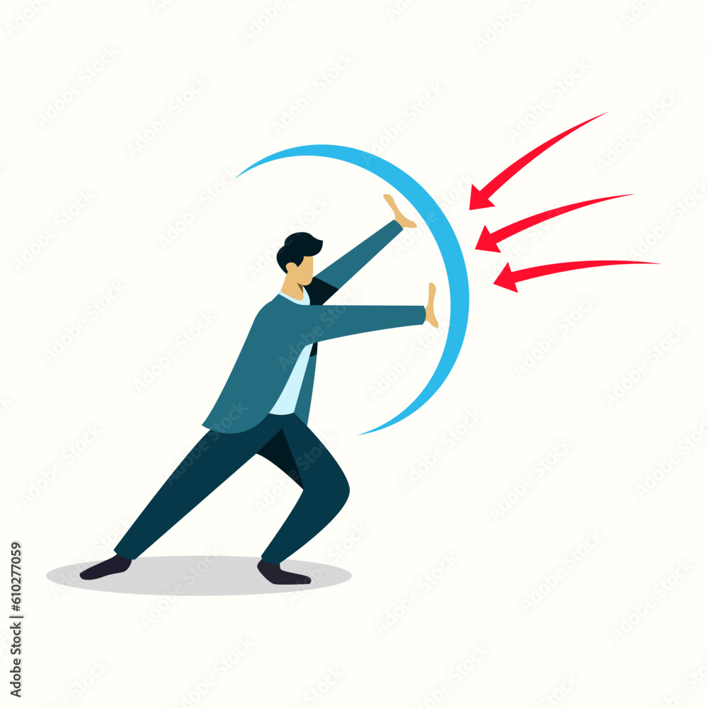 defense protection insurance concept of economy crisis market crash businessman holding shield defense protection insurance concept of economy crisis market crash businessman holding shield