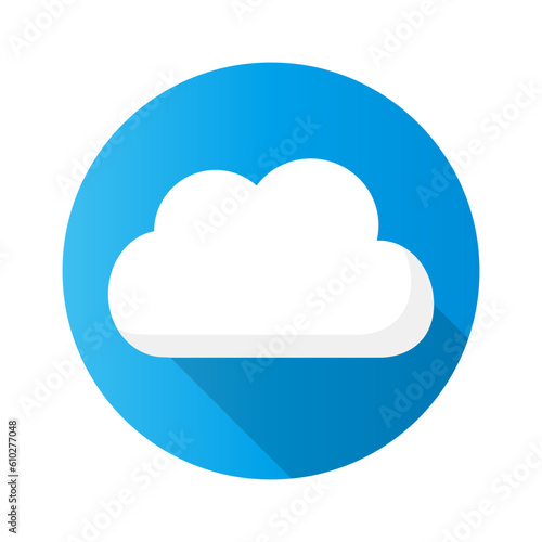 Flat design round sky and cloud icon and shadow. Vector.