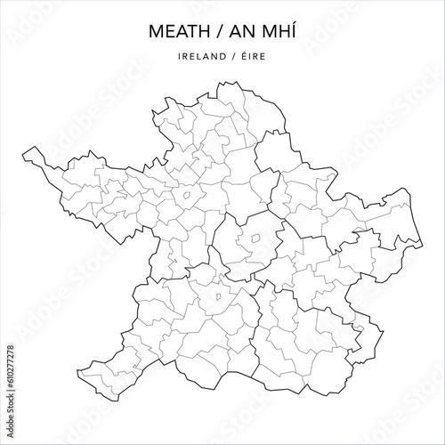 Vector Map of County Meath (Countae na Mí) with the Administrative Borders of County, Districts, Local Electoral Areas and Electoral Divisions from 2018 to 2023 - Republic of Ireland