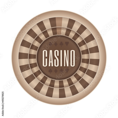 Illustration of wooden casino roulette. Isolated vector and PNG on transparent background.