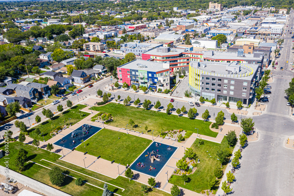 Fototapeta premium Isinger Park in the city of Saskatoon, Saskatchewan, Canada
