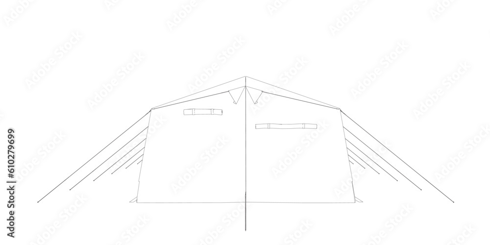 Linear black white tent. Vector illustration isolated on white background. Tent for hiking and traveling, military. Outline tent for wild life in nature, military.. Linear black white tent. Vector illustration isolated on white background. Tent for hiking and traveling, military. Outline tent for wild life in nature, military..