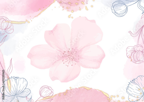 pink background with flowers © Gabija