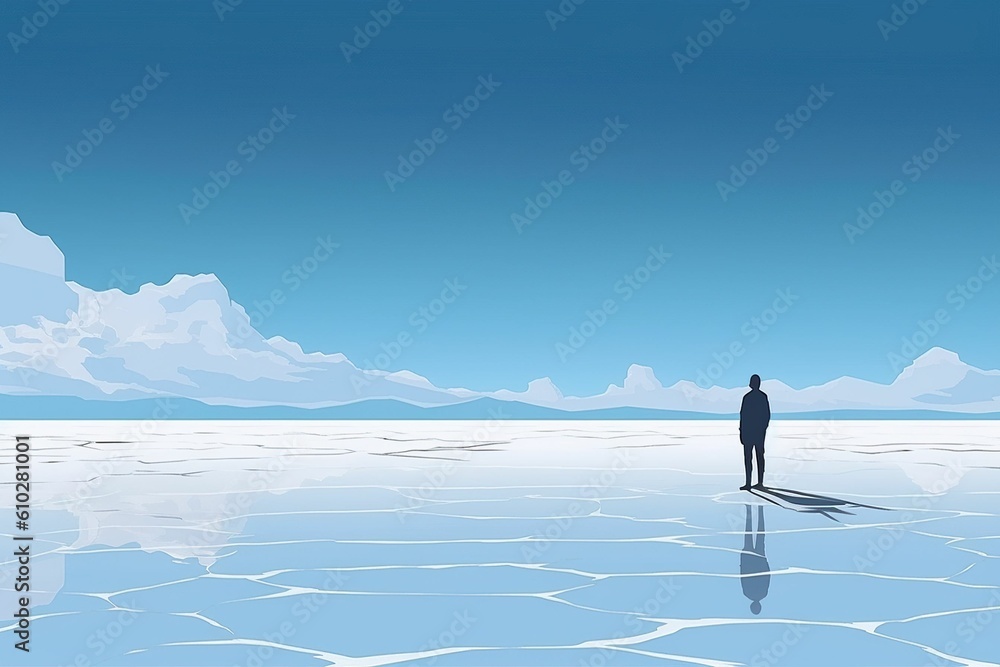 The illustration of uyuni salt lake,Salar de Uyuni,ai contents by midjourney