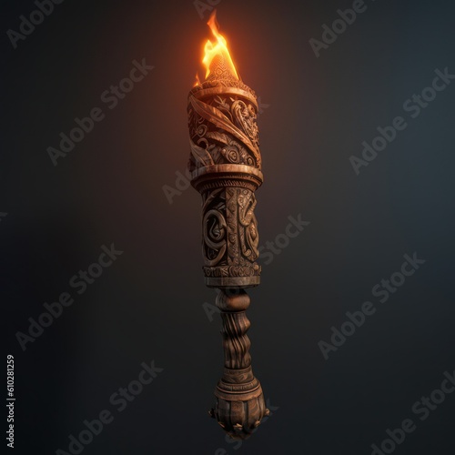 Ancient wooden torch created with Generative AI