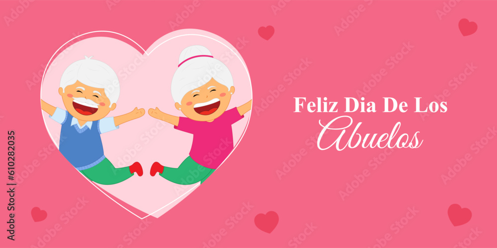 Vector illustration of Happy Grandparents' Day In Spanish social media story feed mockup template
