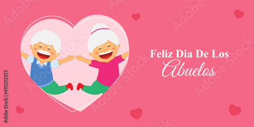 Vector illustration of Happy Grandparents' Day In Spanish social media story feed mockup template