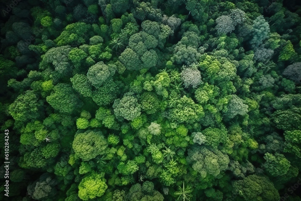 aerial view of a tropical rainforest, ideal for backgrounds, generative ai