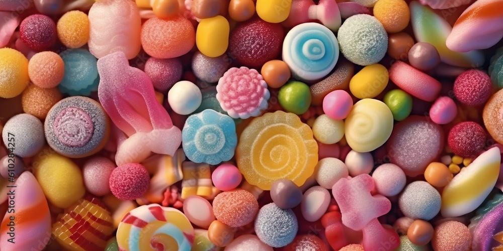 Fototapeta premium Colorful delicious sweet canty, generative ai