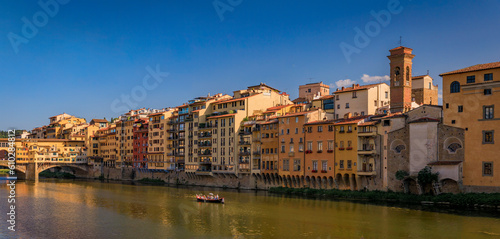 Cityscape with the famous bridge of Ponte Vecchio on the river Arno River in Centro Storico  Florence  Italy
